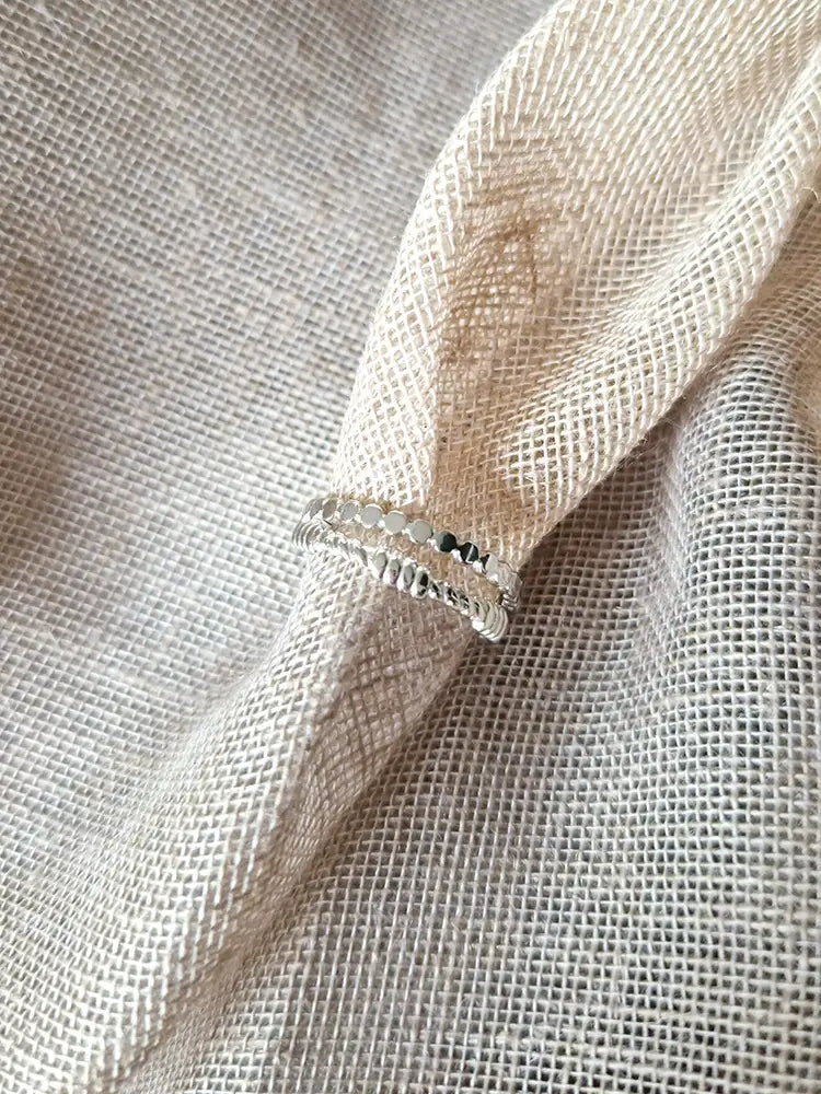 Bague argentée en acier inoxydable ajustable Viva Yuza