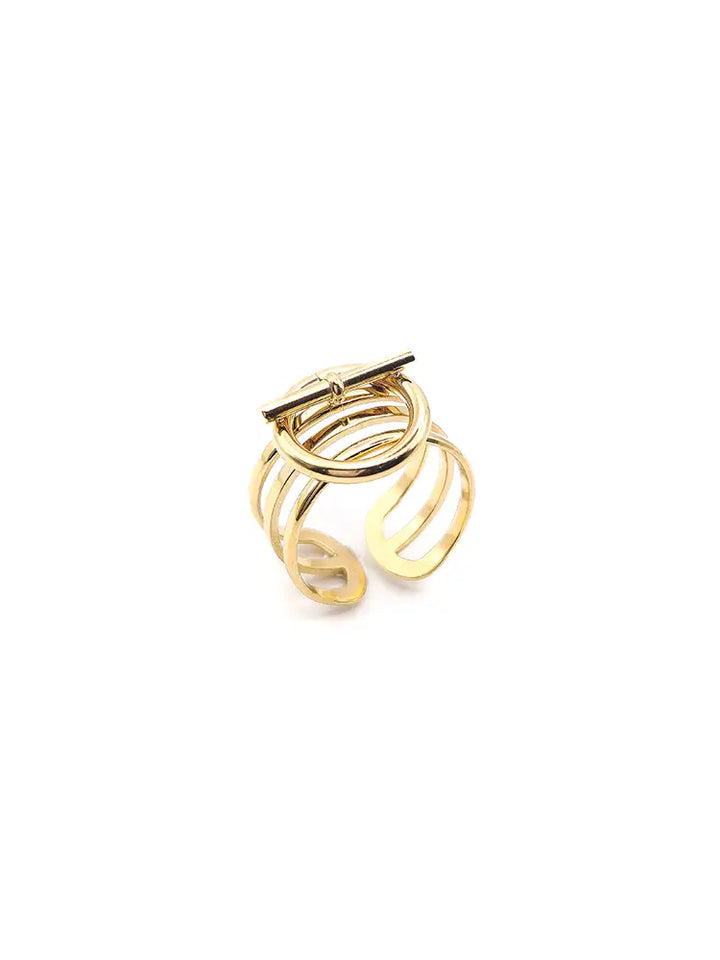 Bijou femme moderne bague dorée style toggle