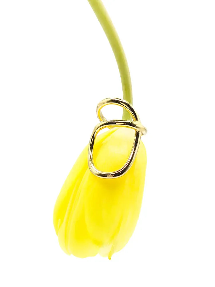 Bague dorée boucle entrelacée en acier inoxydable