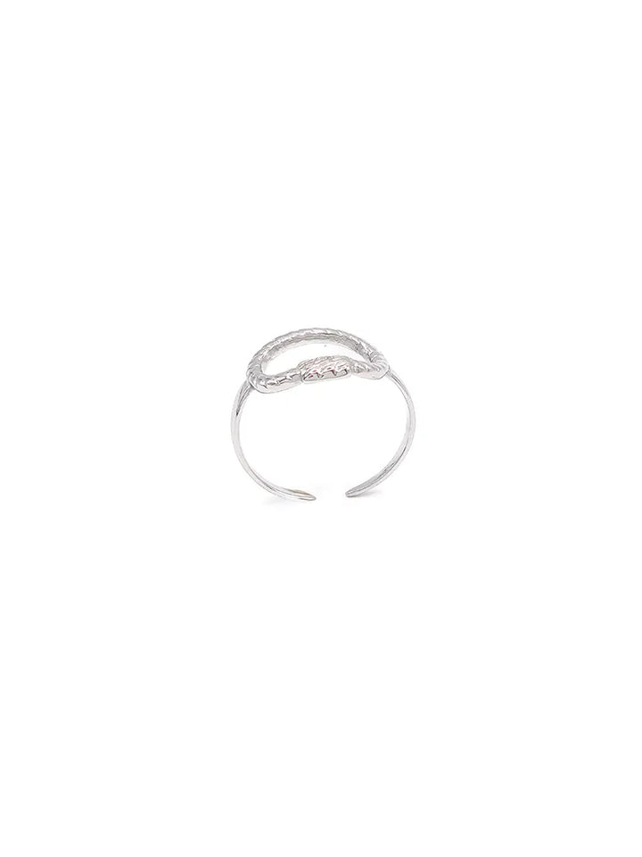 Bague femme argentée ovale ajouré texturé