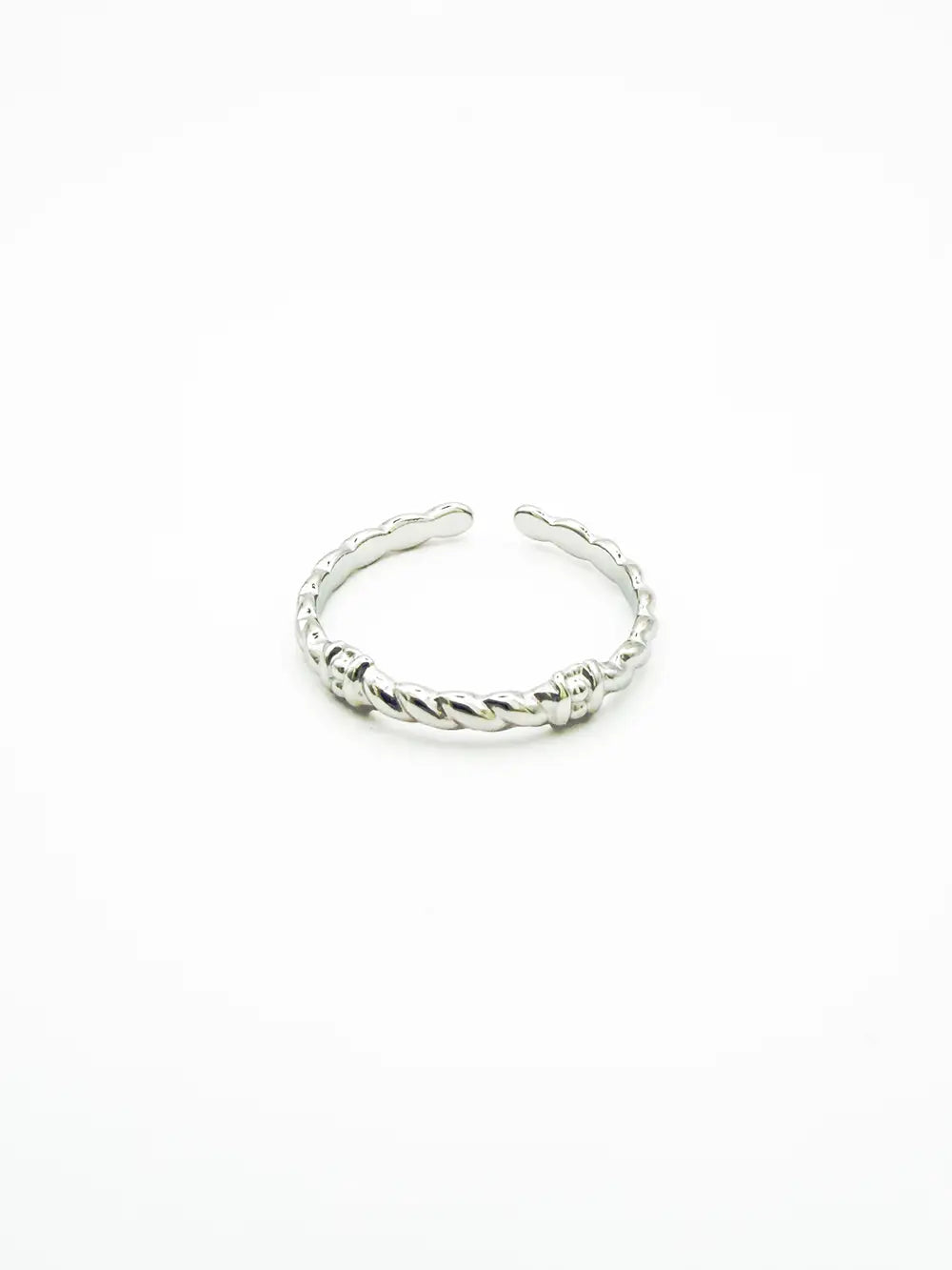 Bague argent femme anneau fin torsadé avec détails nœuds