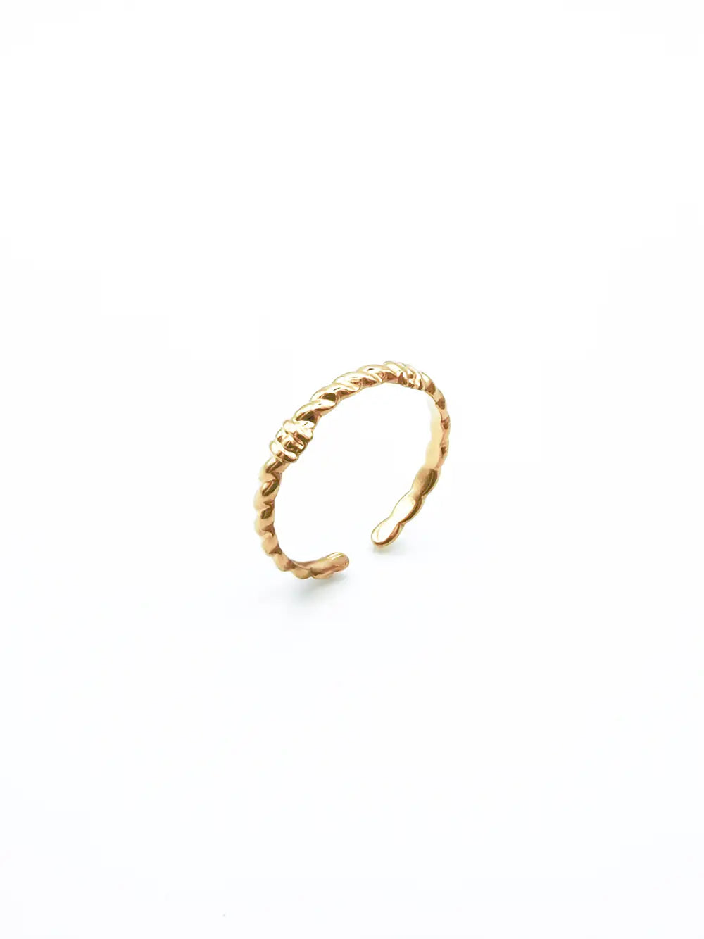 Bague fine femme torsadée à nœuds en acier inoxydable doré