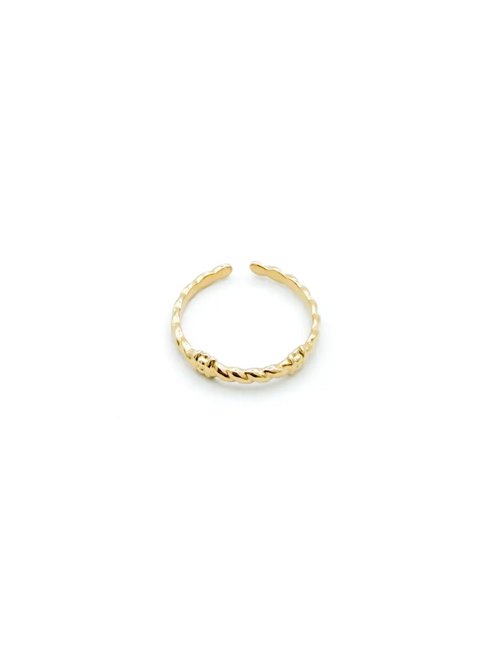 Bague dorée femme anneau fin torsadé avec détails nœuds