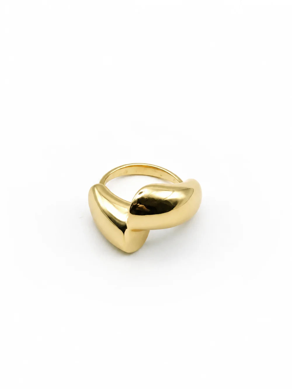 Grosse bague femme bombée et fendu de couleur or