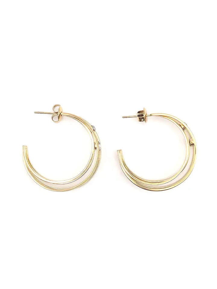 Créoles dorées multi fils chic avec cristaux Viva Yuza