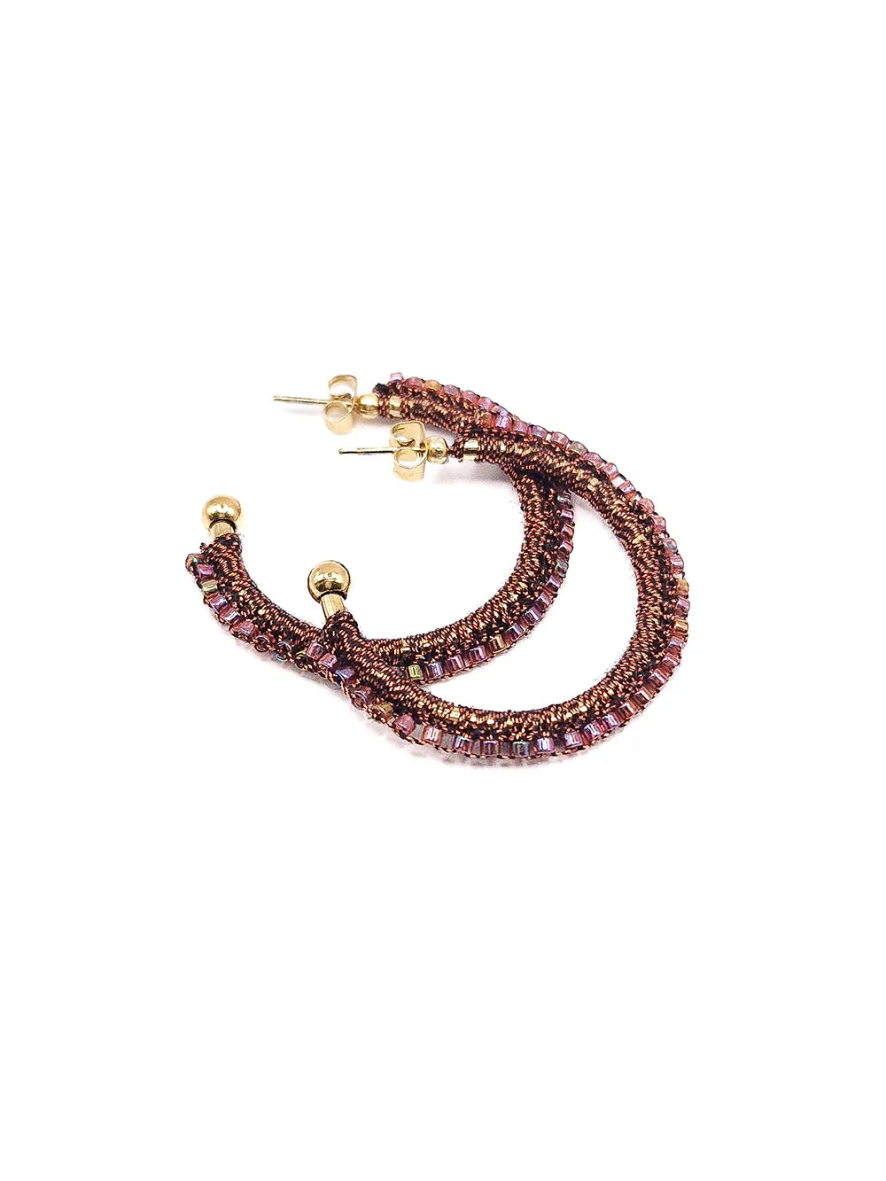 Boucles d’oreilles artisanales perles lit de vin