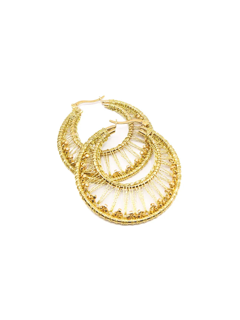 Boucles création originale broderie dorée fait main