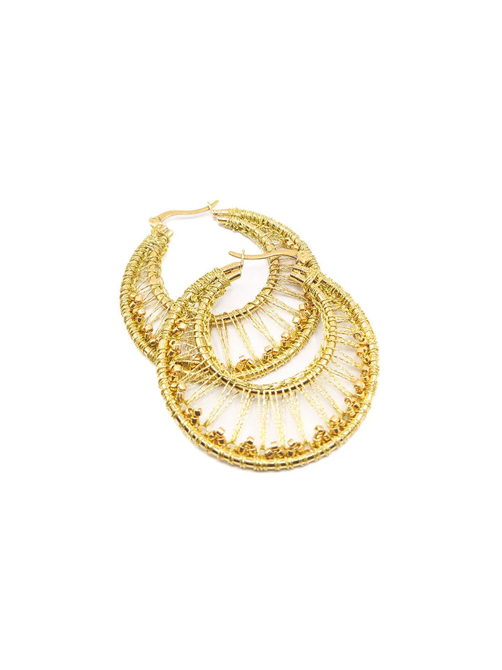 Boucles création originale broderie dorée fait main