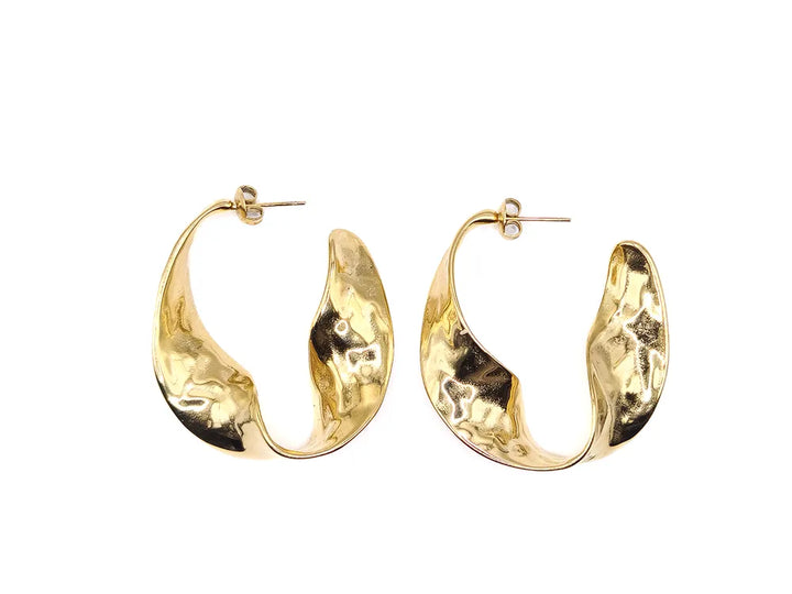 Boucles créoles ondulées en acier inoxydable doré