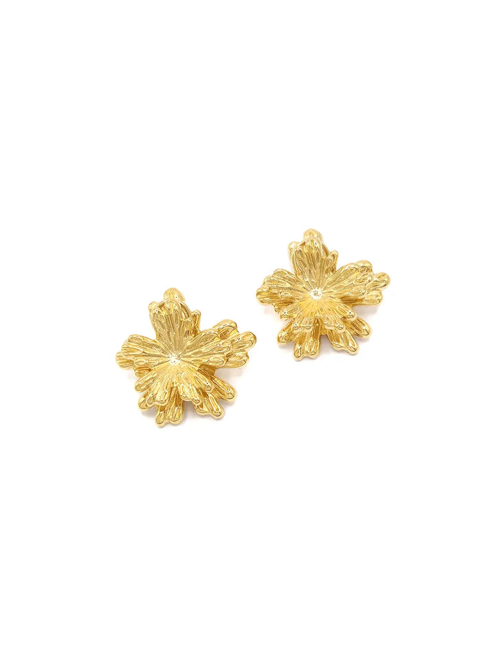 boucles d'oreilles fleurs doré femme qualité