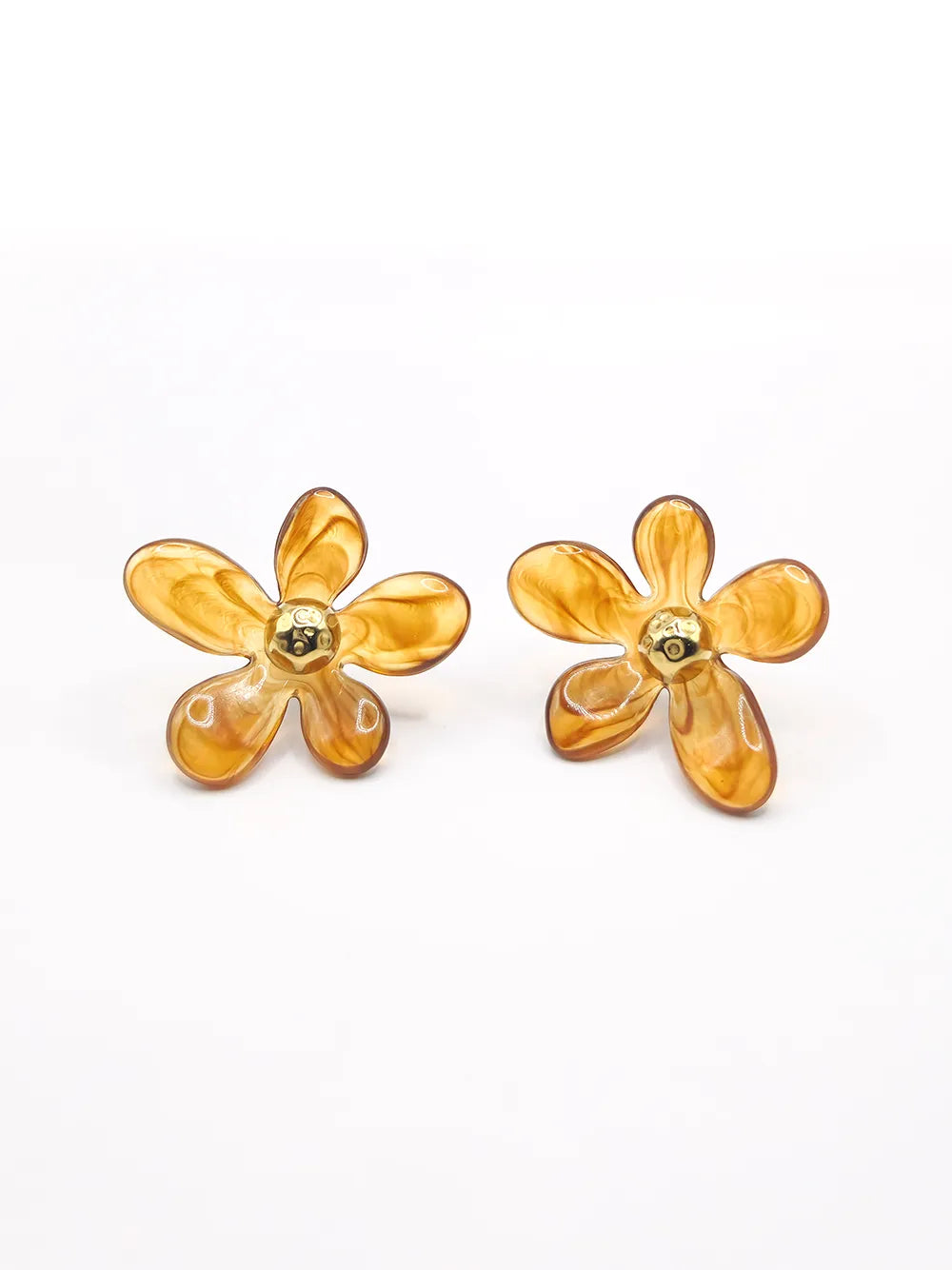 Boucles d’oreilles fleurs ambre marbré