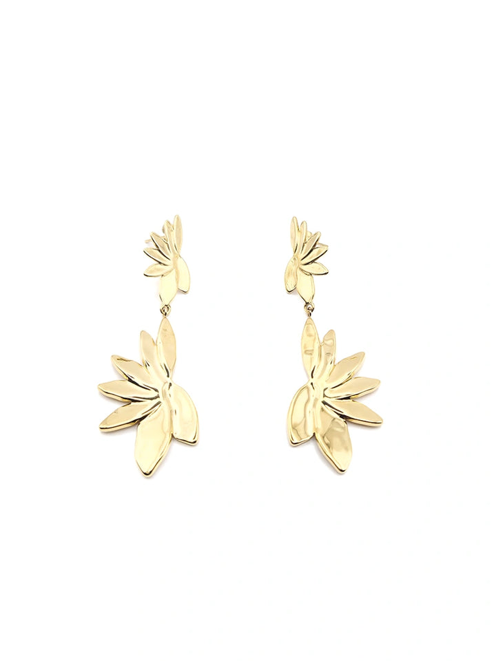 Boucles d’oreilles pendantes feuilles dorées
