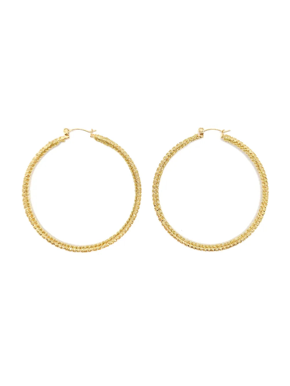 Grandes créoles dorées tissage délicat fil doré