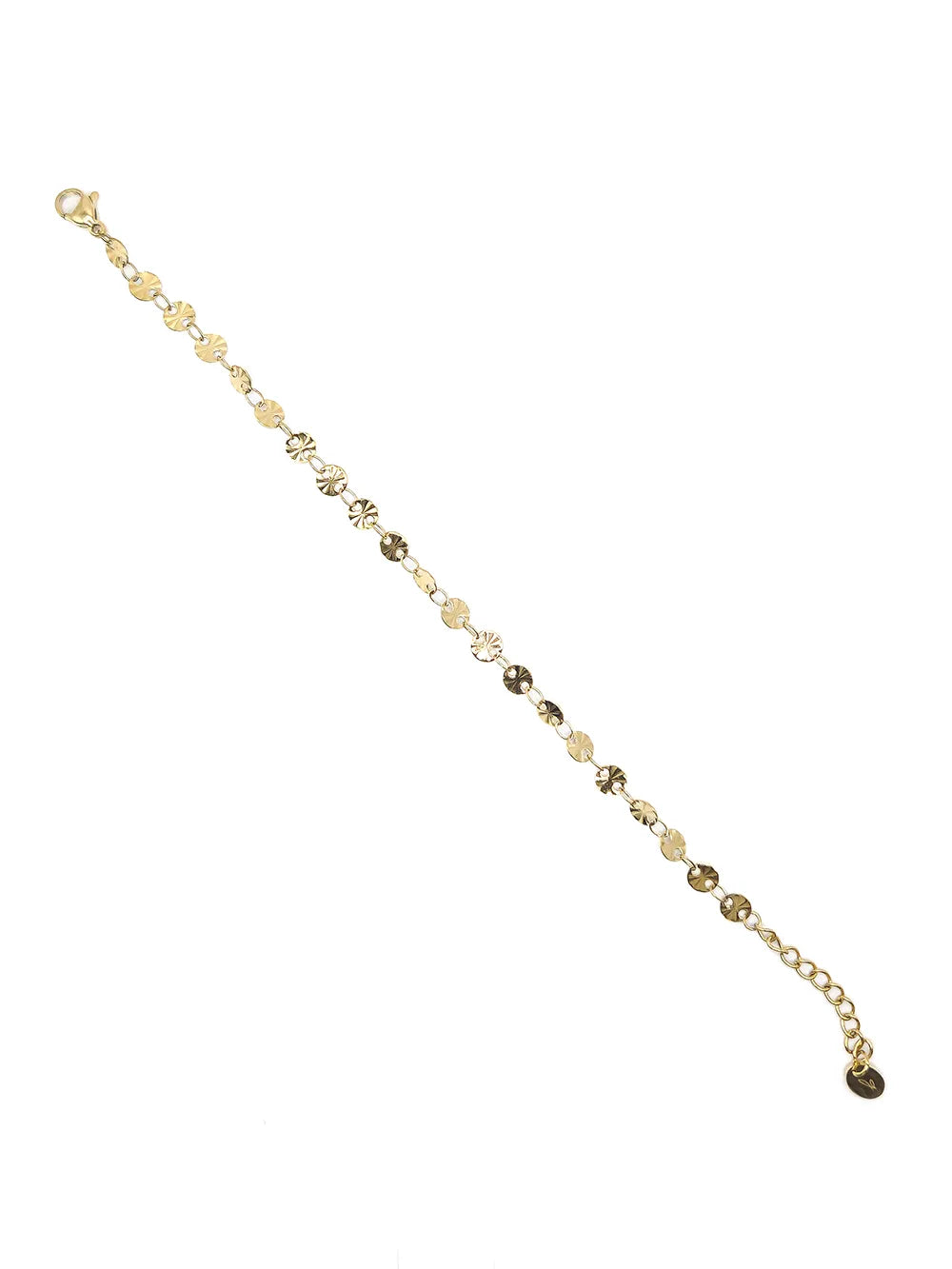 Bracelet fin doré avec médaillons striés en forme d’étoile