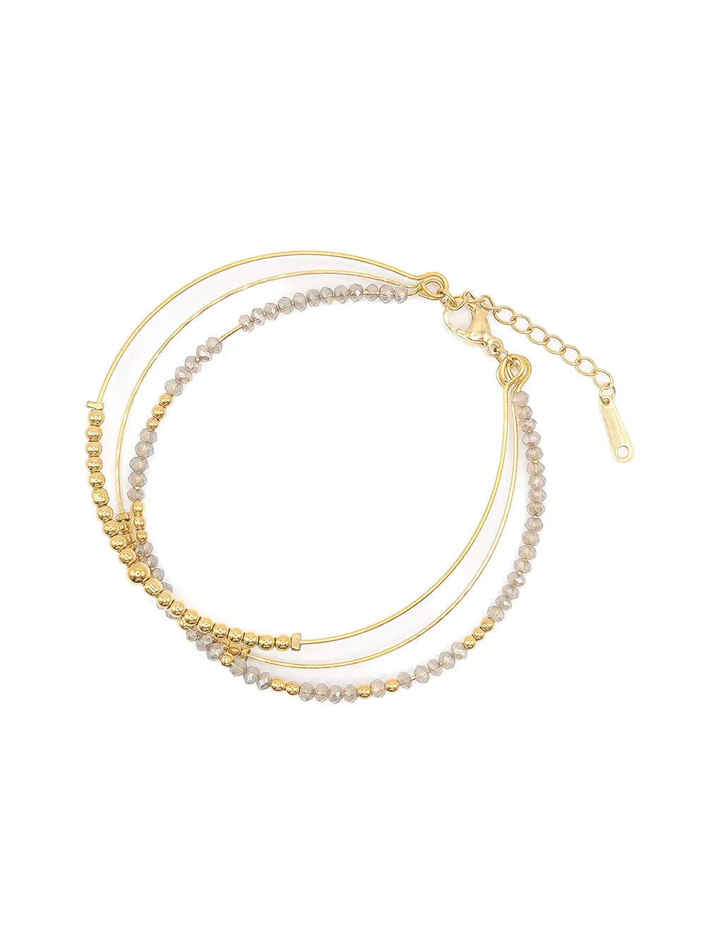 Bracelet triple jonc doré avec perles blanches translucides