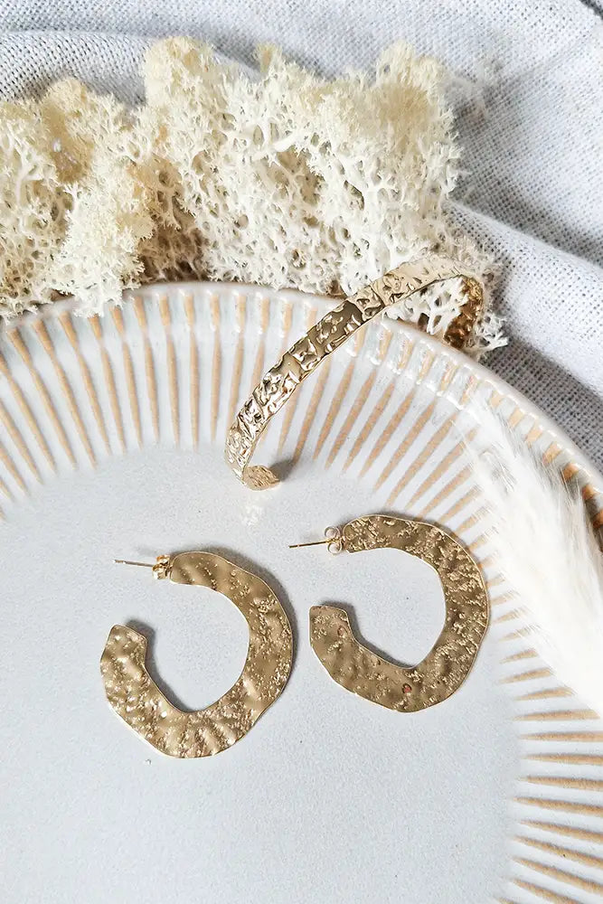 Bracelet femme jonc martelé acier inoxydable