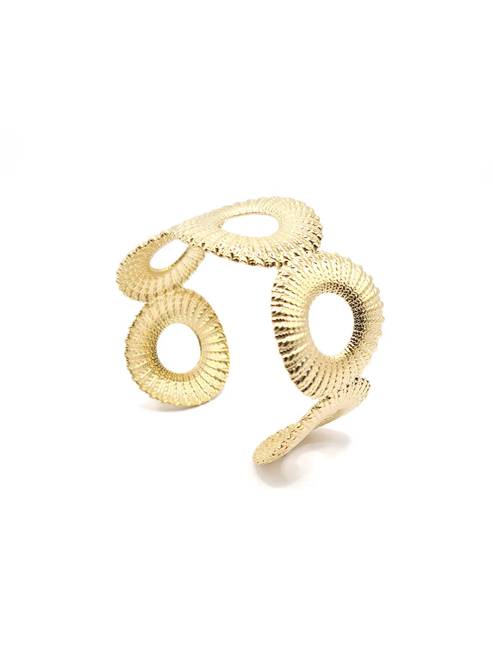 Bracelet manchette doré cercles inspiration coquillages