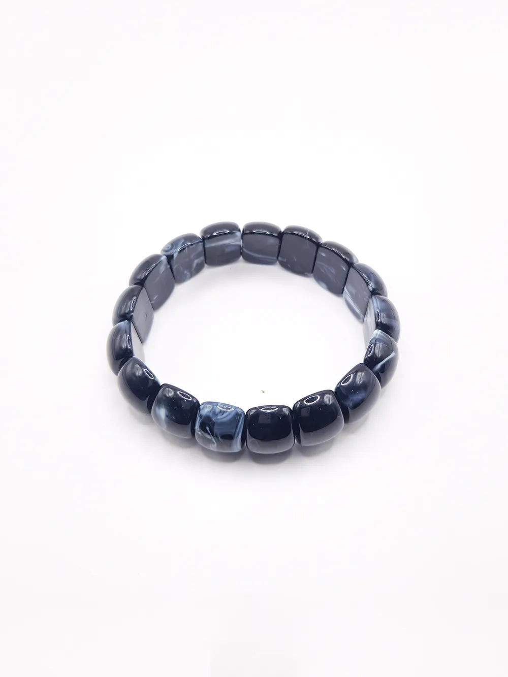 Bracelet fantaisie perles marbrées gris foncé