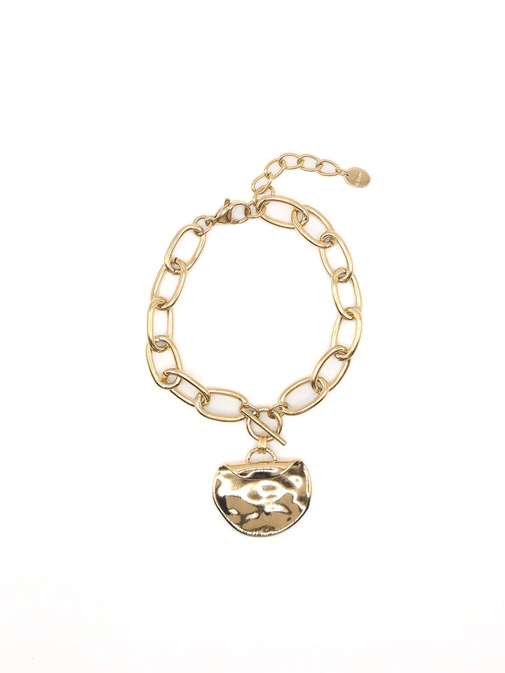 Bracelet femme acier inoxydable grosse maille médaillon