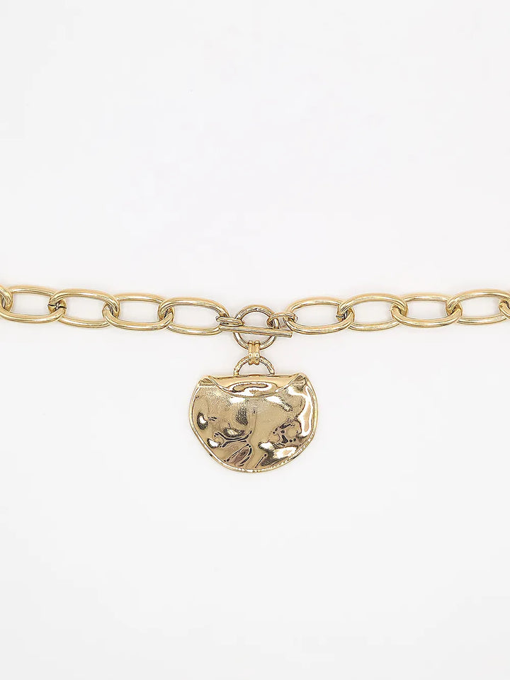 Bijou fantaisie bracelet doré médaille martelée Viva Yuza