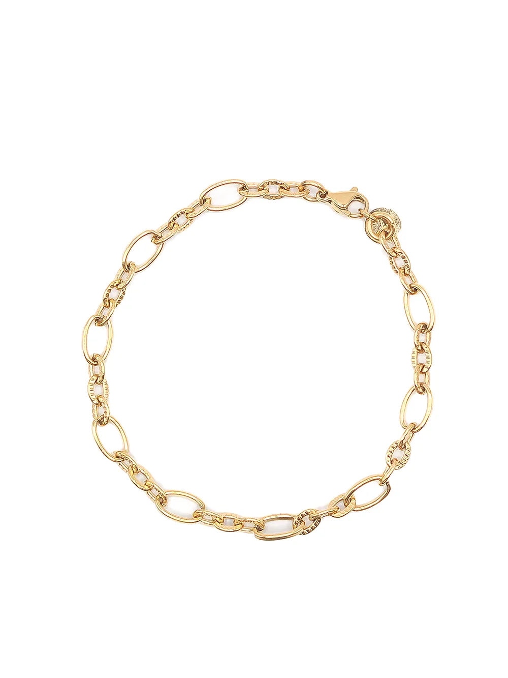 Bracelet chaîne dorée mailles ovales lisses et martelées