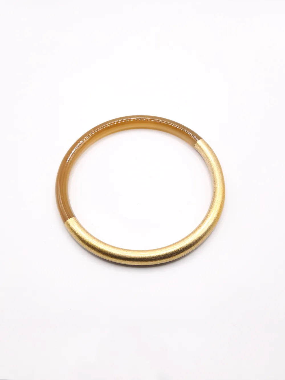 Bracelet jonc corne naturelle avec laque dorée