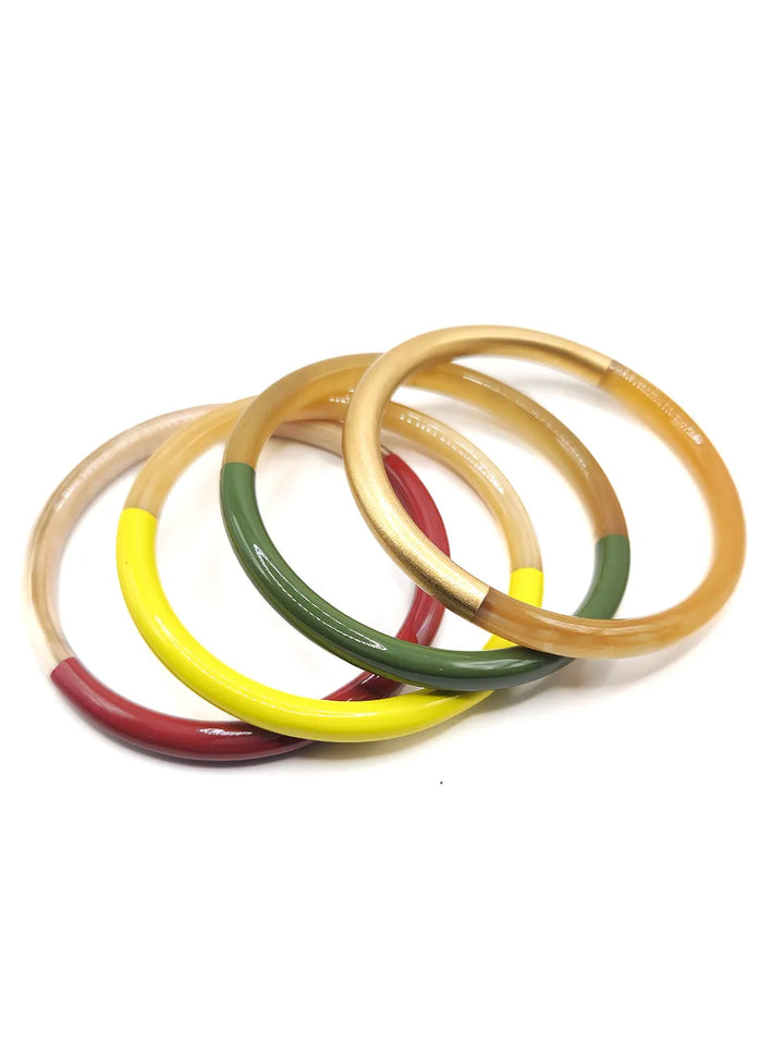 Bracelets corne véritable colorés style bohème chic