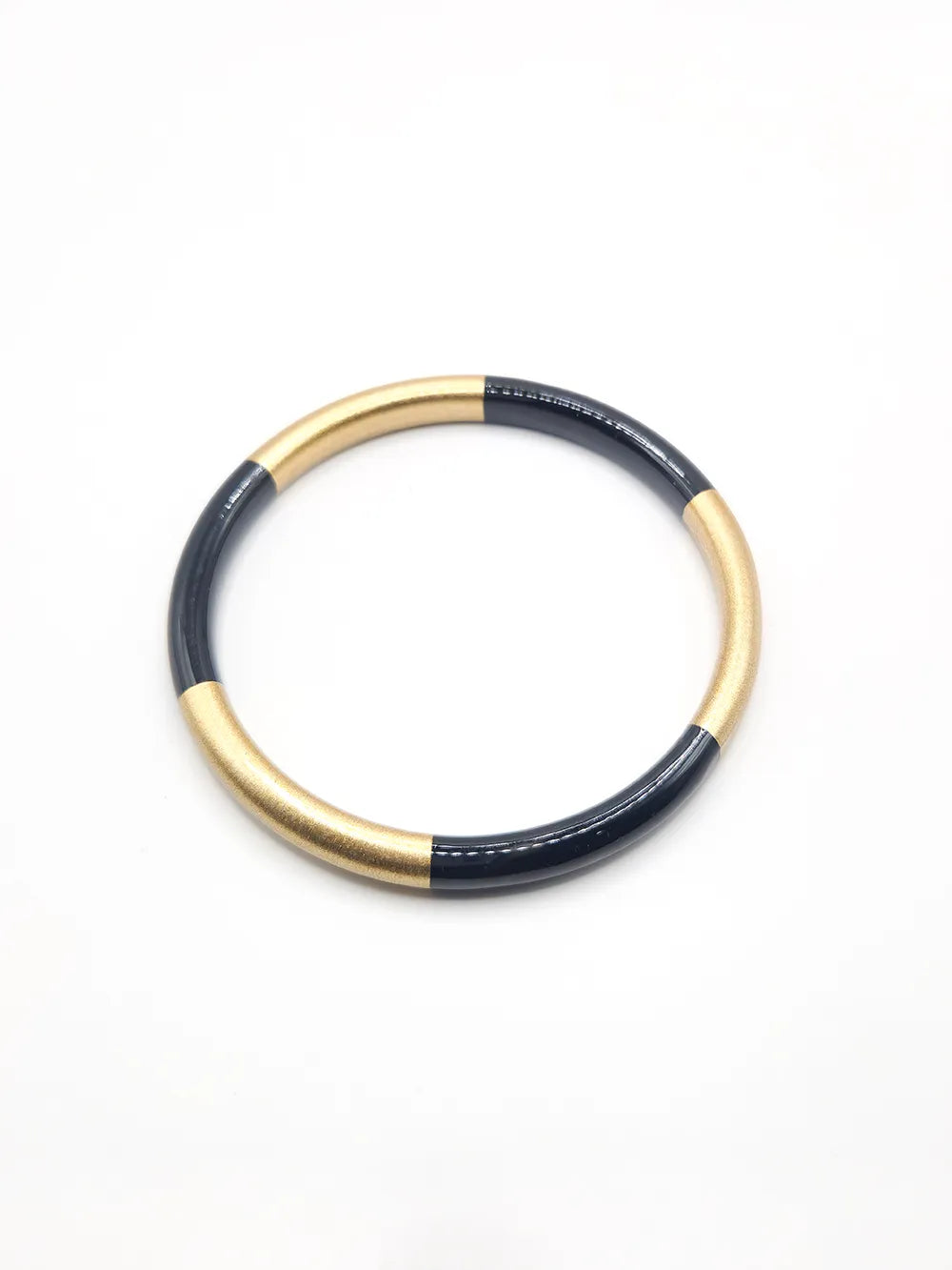 Bracelet jonc en résine noir et doré