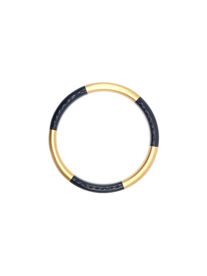 bracelet jonc en résine noir et doré pour femme