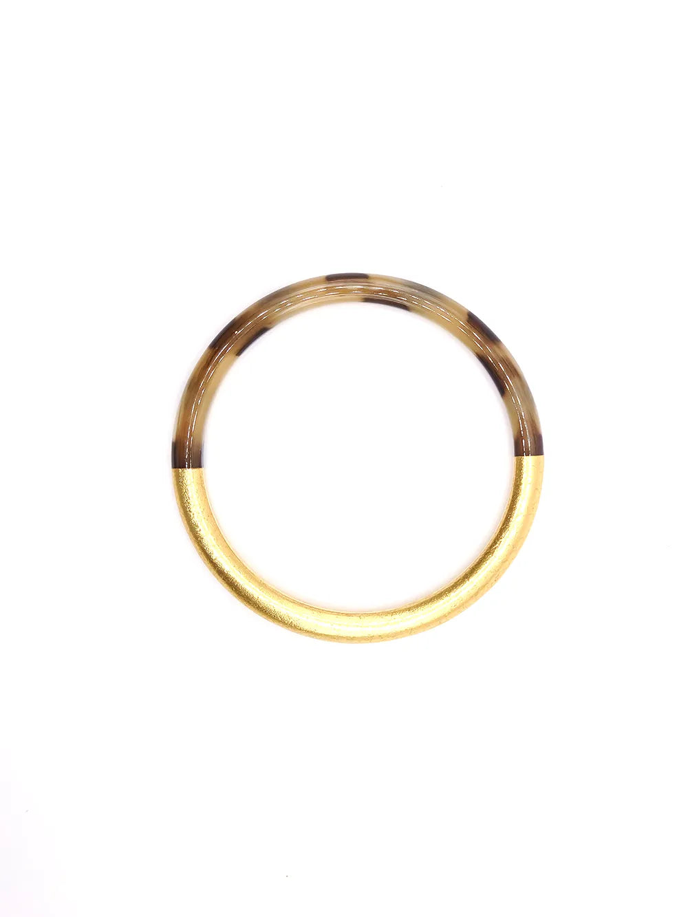 Jonc bohème en corne léopard et laque dorée