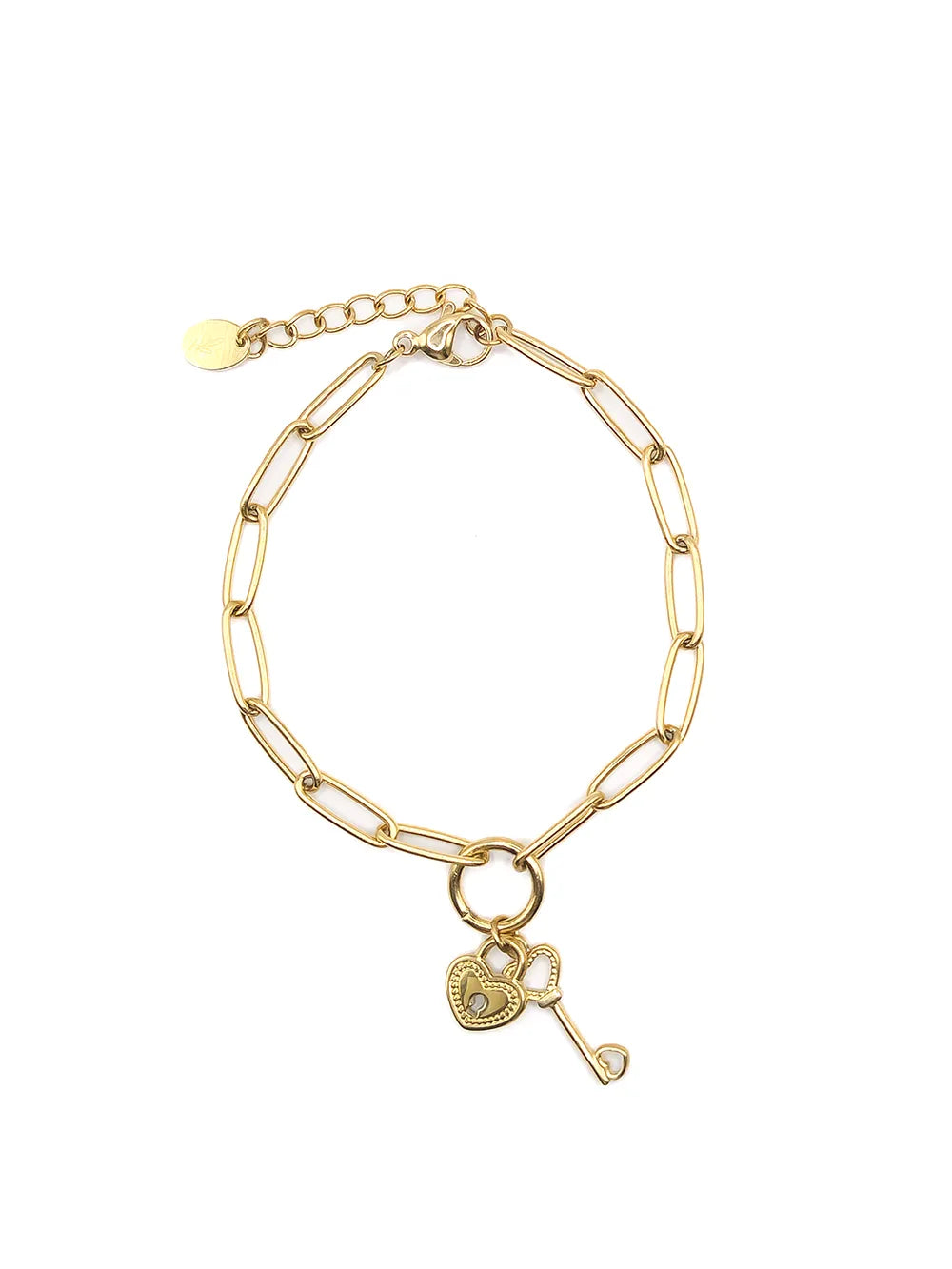 Bracelet romantique en acier inoxydable cœur et cadenas
