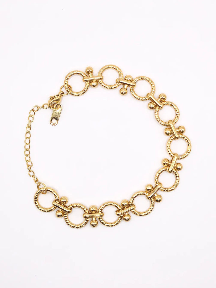 Bracelet femme acier inoxydable maillons martelés