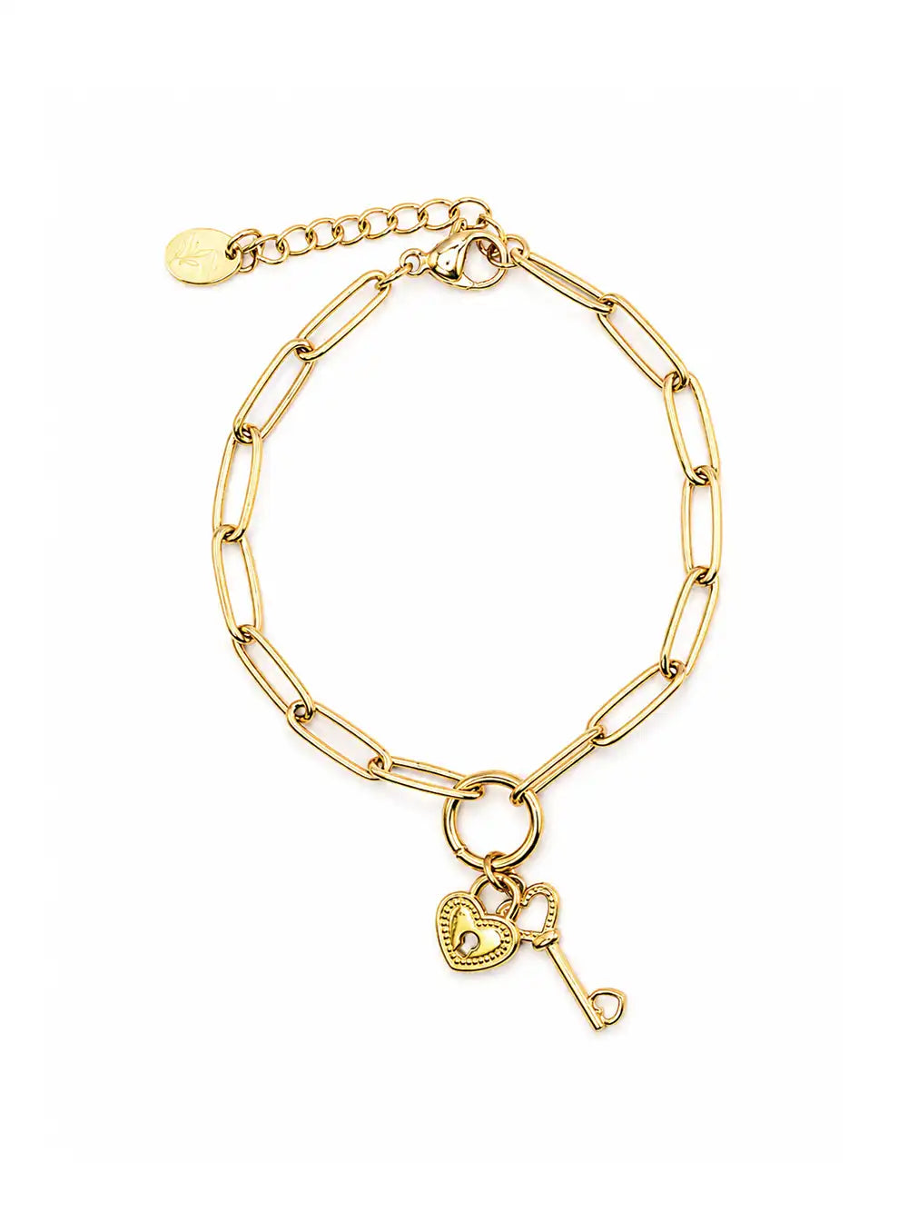 bracelet chaine avec charms clé et cadenas cleur