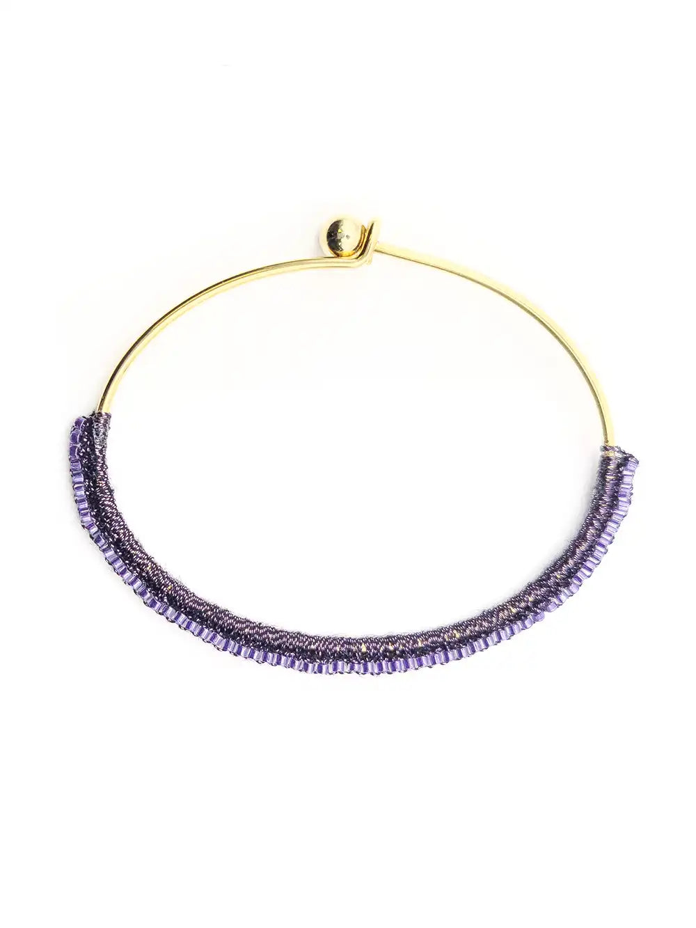 Bracelet artisanal Originale Yuza avec broderie de perles violettes