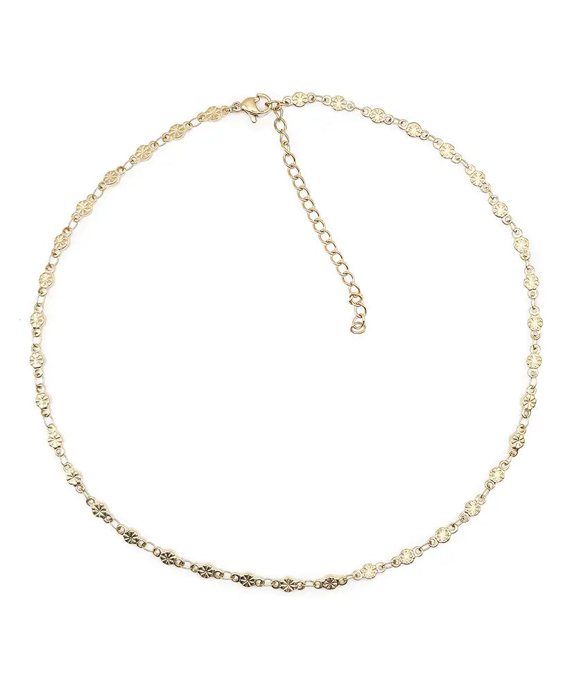 Bijou femme doré maillons ronds gravés motif étoile