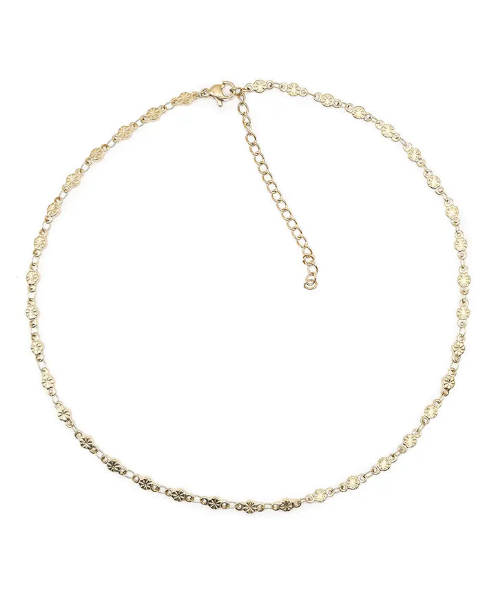 Bijou femme doré maillons ronds gravés motif étoile