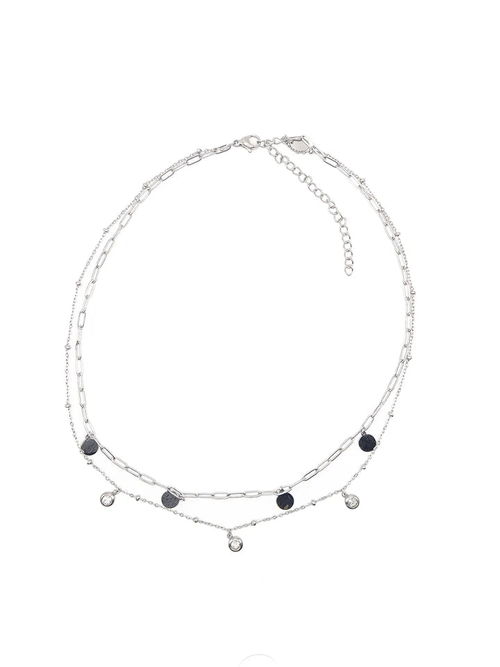 Bijou femme collier argent double rang lumineux
