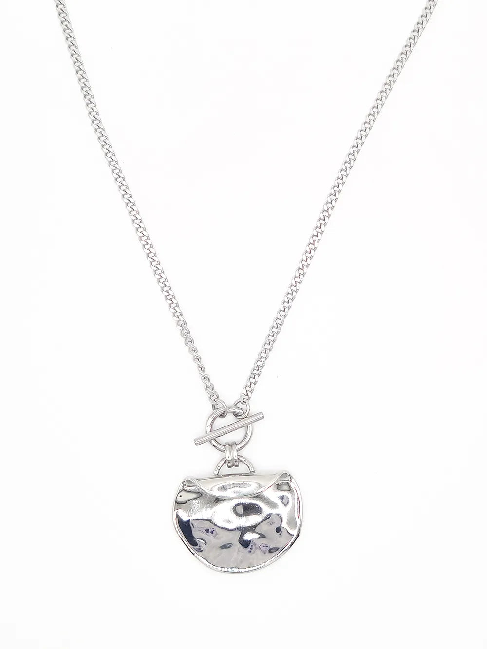 Collier argent contemporain en acier inoxydable