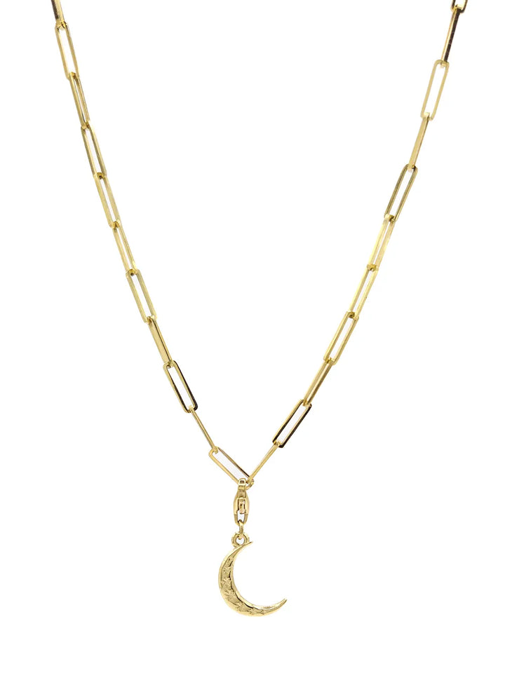 Collier femme doré en acier inoxydable avec charm lune