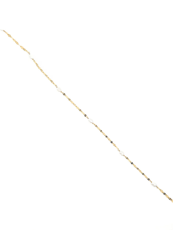 Collier chaîne fine en acier inoxydable et perles blanches naturelles