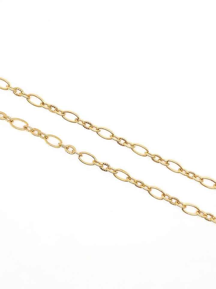 Bijou fantaisie en acier inoxydable mailles ovales contrastées