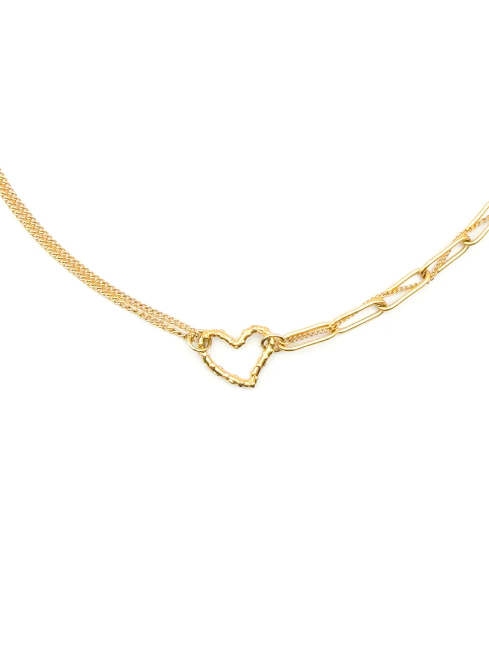 collier femme en acier inoxydable avec coeur central original