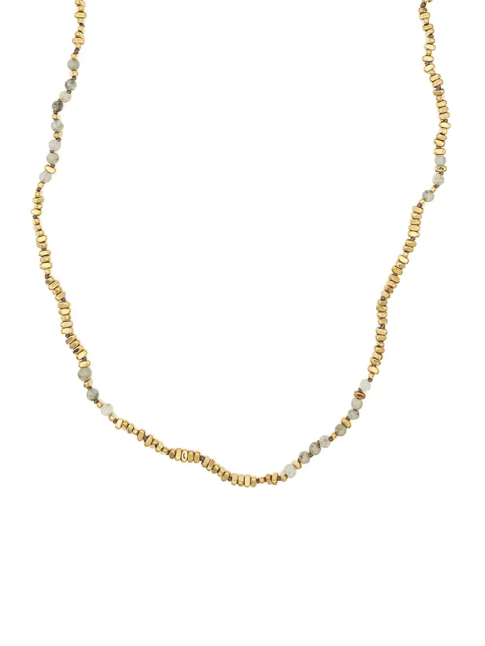 Sautoirs en perles organiques pour femme de couleur doré et blanc bleu naturel