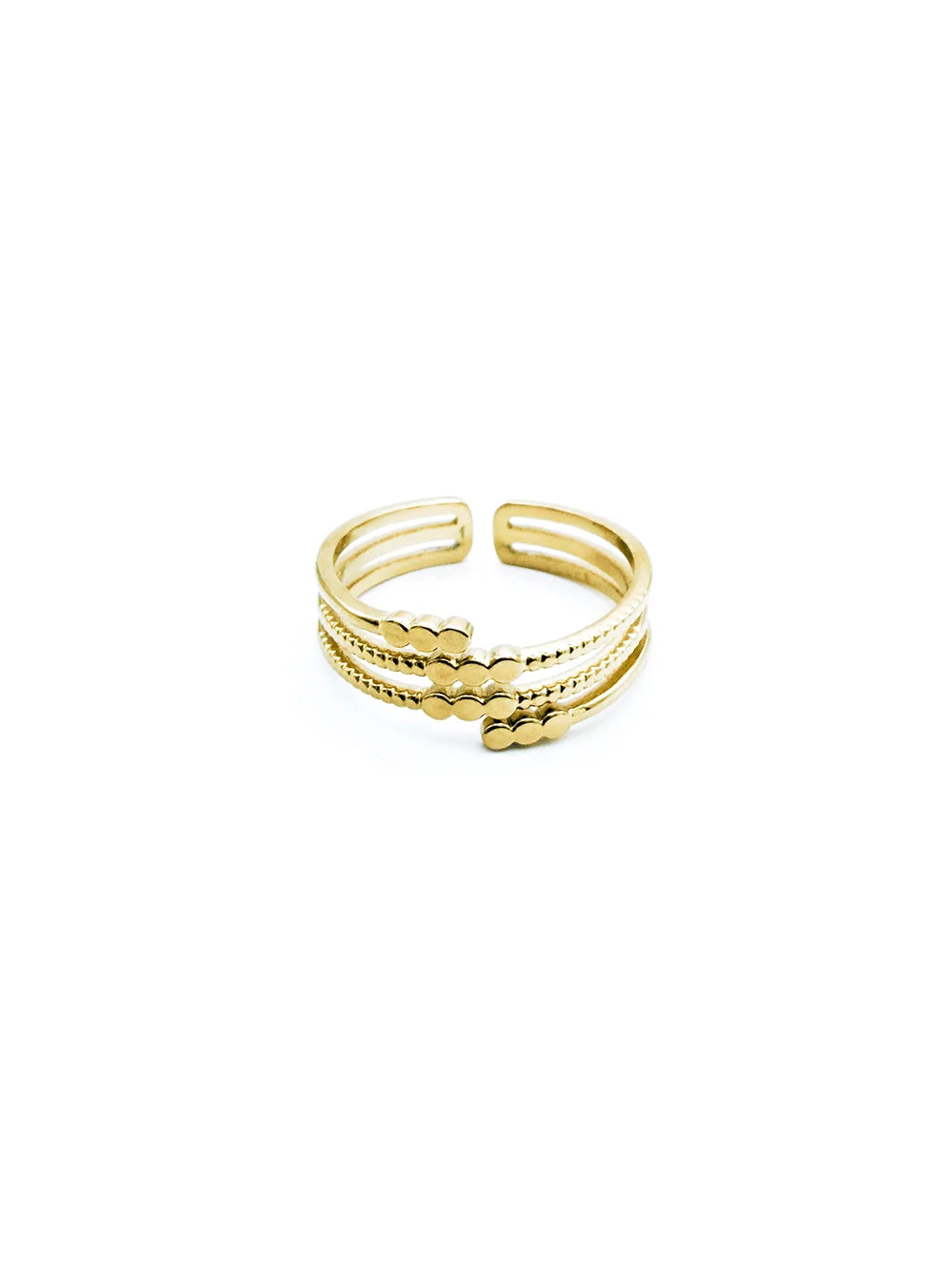 Bague multi rangs et petits points doré