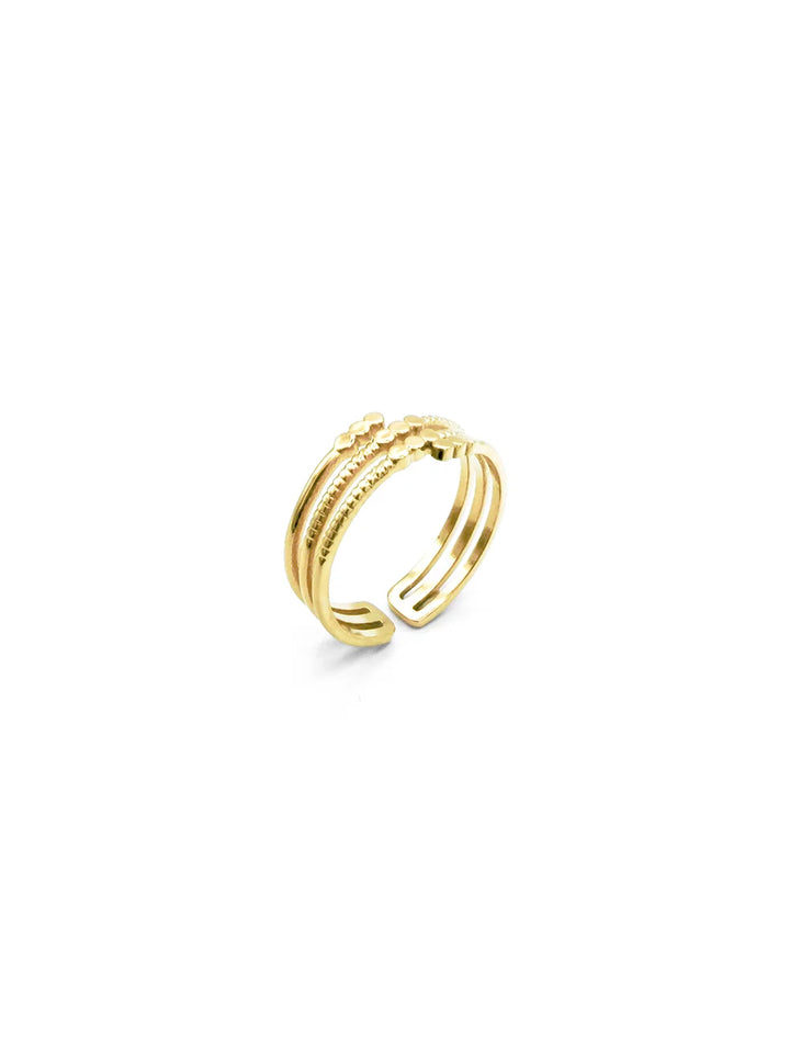bague femme fantaisie moderne intemporelle avec multi lignes et points