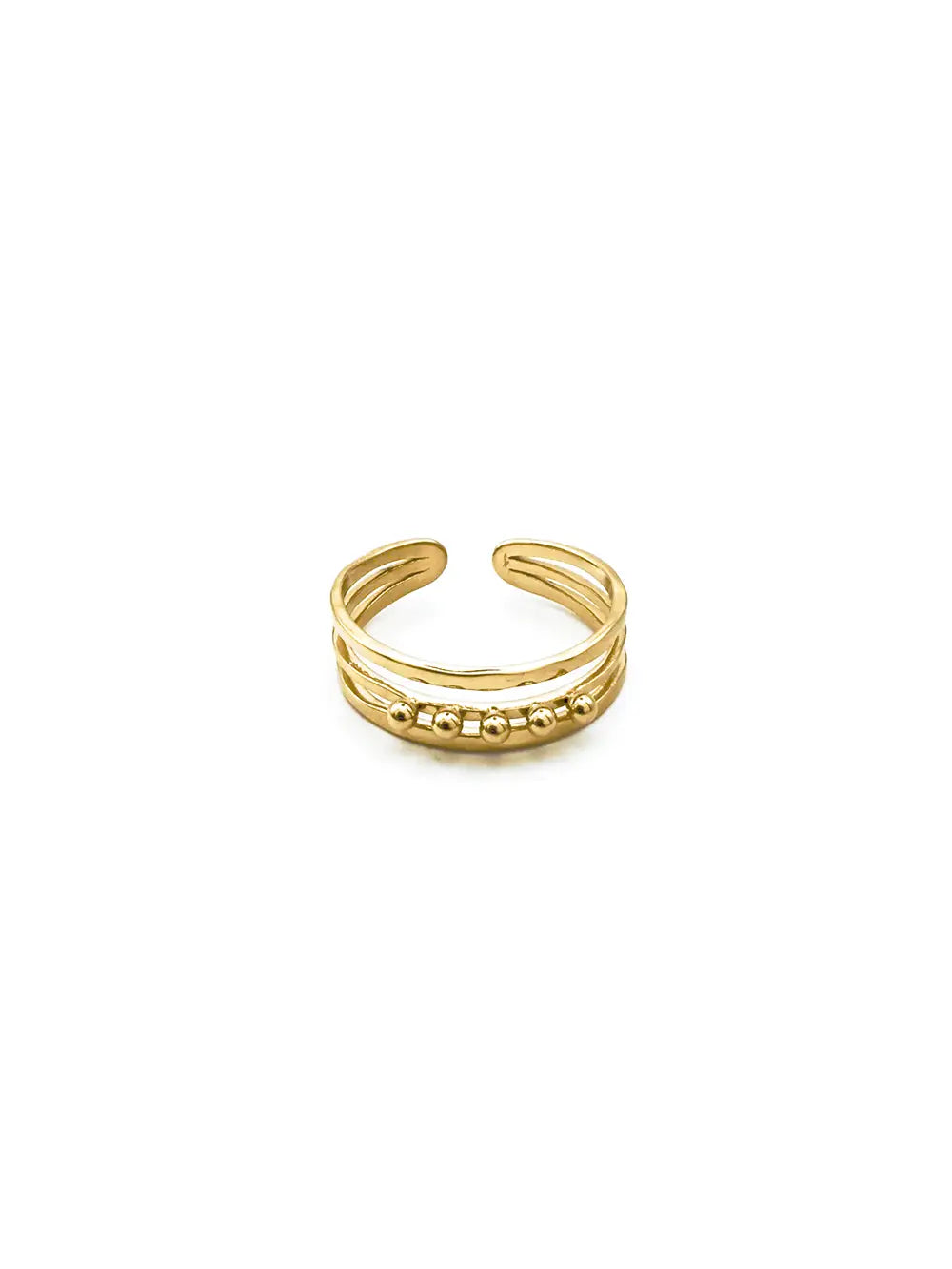 Bague dorée femme trois anneaux fins avec petites billes
