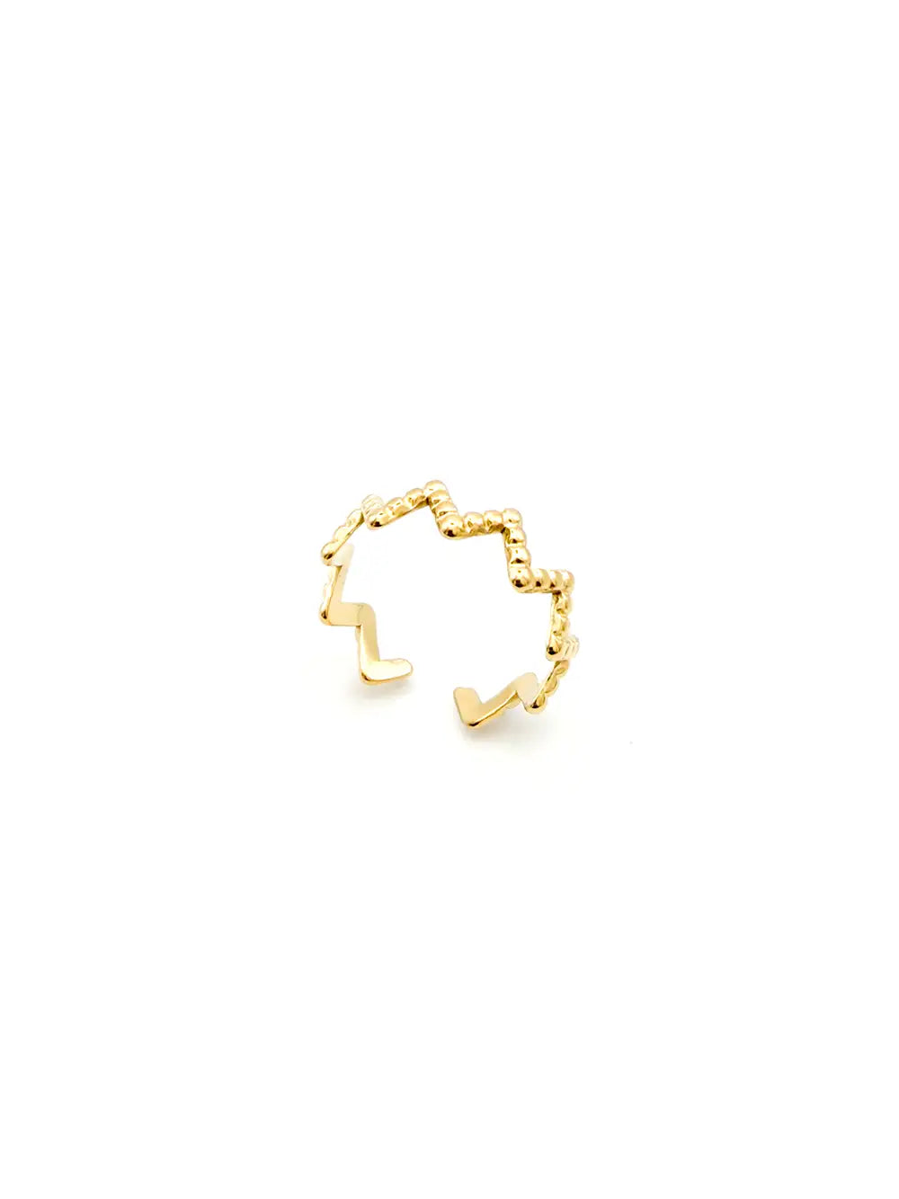 Bague dorée femme motif zigzag avec petites perles