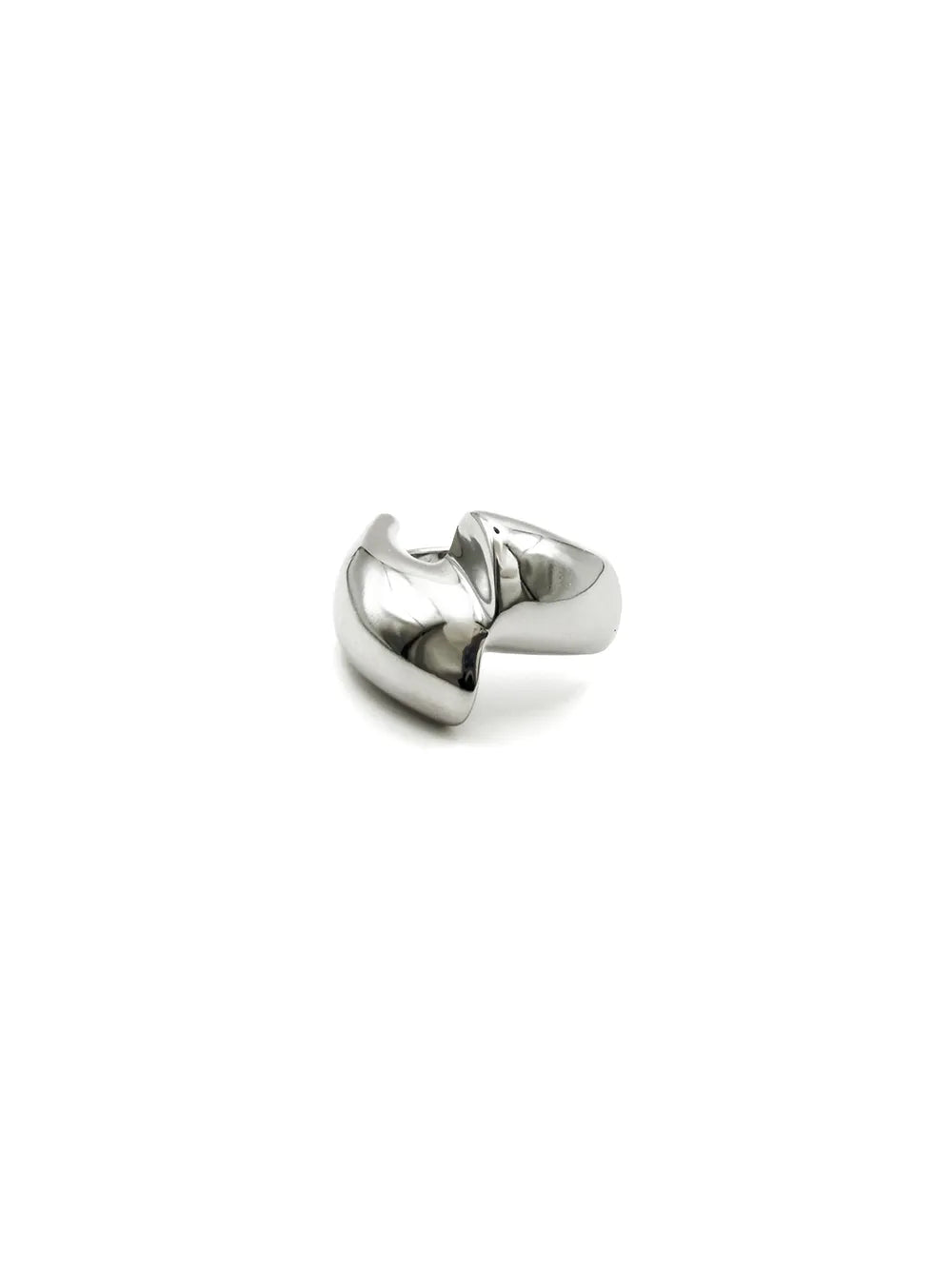 grosse bague femme en acier avec forme bombée et coupée