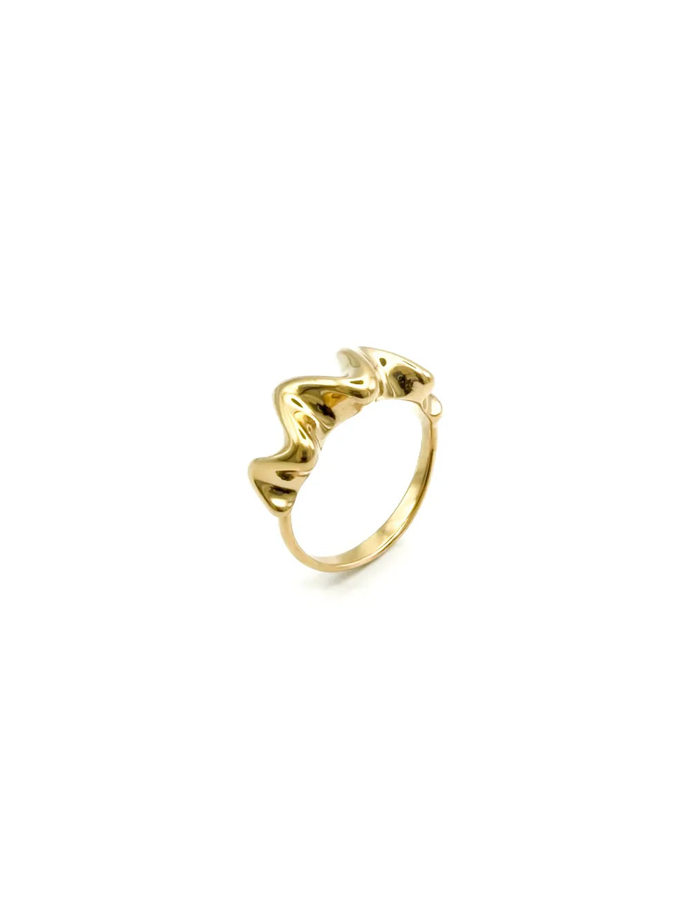 bague dorée ondulée sculpturale femme