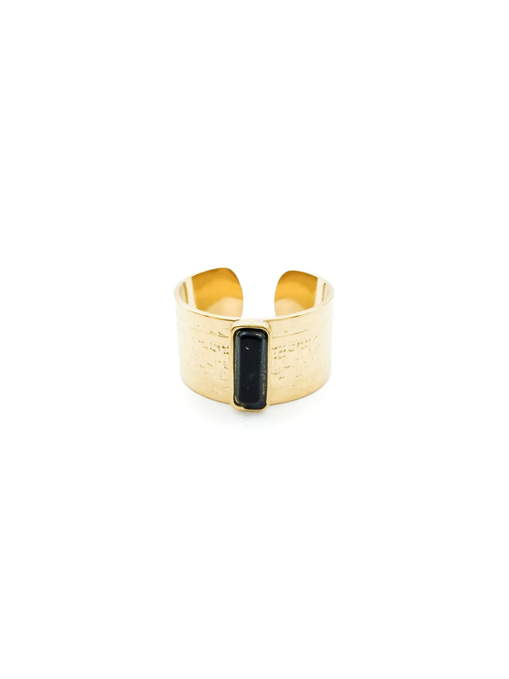 bague dorée texturée ajustable acier inoxydable